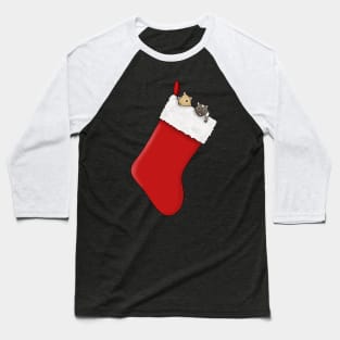 Two cute gerbils in red Christmas stocking Baseball T-Shirt